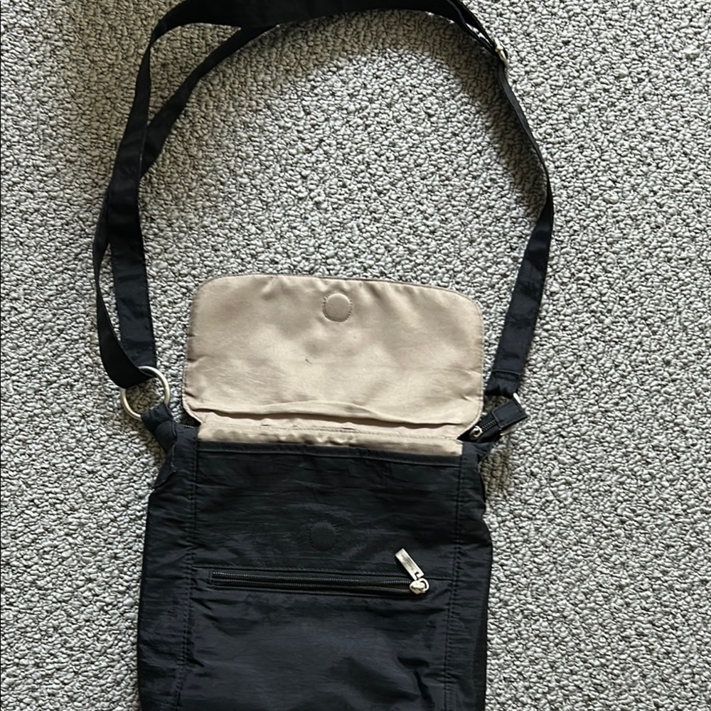 Black and Tan Crossbody Bag with Adjustable Strap
